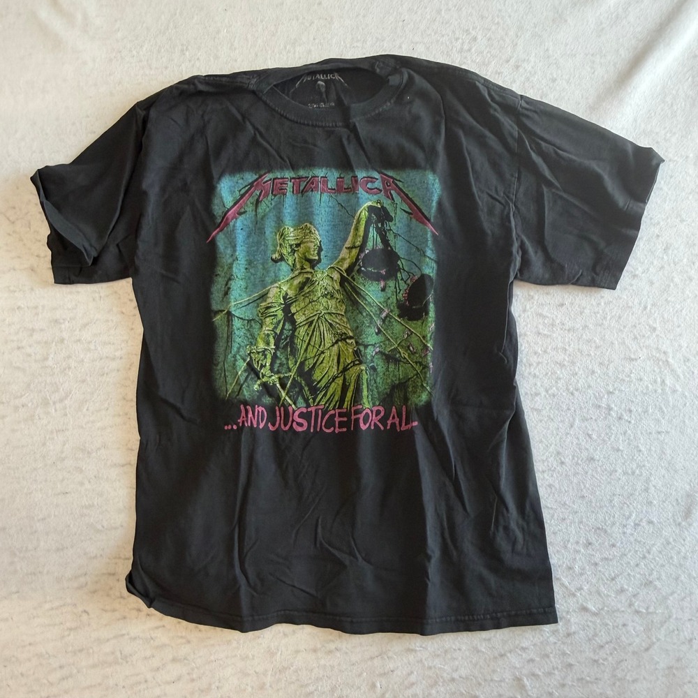 Metallica T-Shirt Mens XL Black And Justice For All Graphic Band Tee